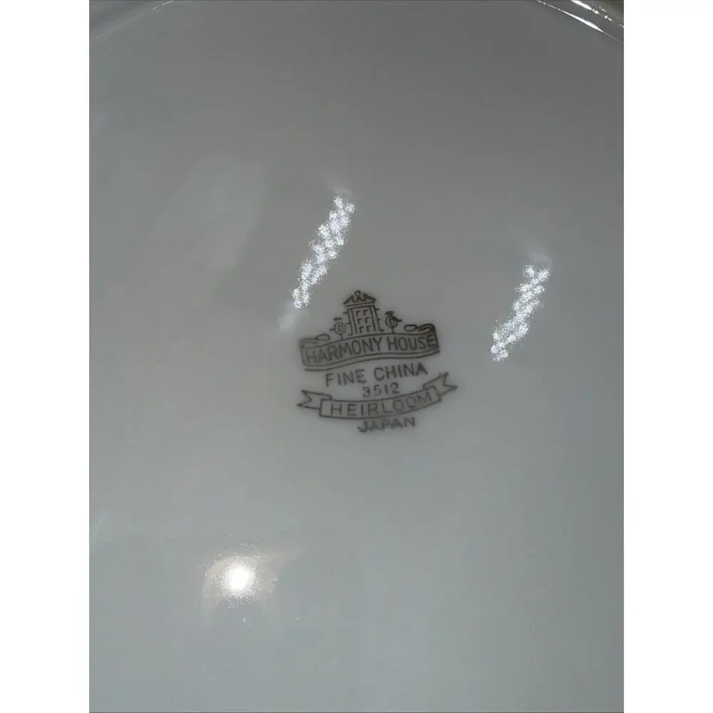 Set of 4-Vintage Salad Plates Harmony House Heirloom Fine China #3512, 10-1/2in